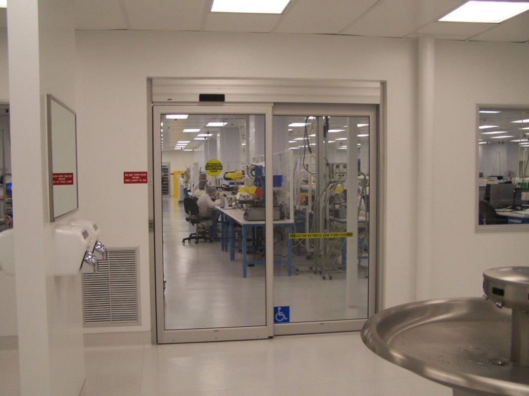 An automated sliding door to a laboratory