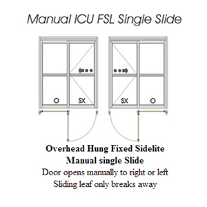Manual ICU FSL Single Slide Doors with Overhead Hung Fixed Sidelite